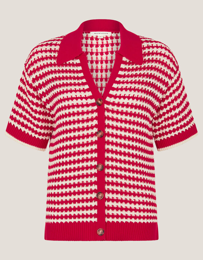 Cally Stripe Collar Jumper, Red (RED), large