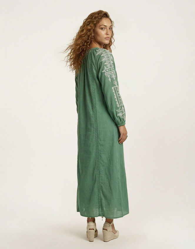 Raffya Aurelia Embroidered Maxi Kaftan Dress, Green (GREEN), large