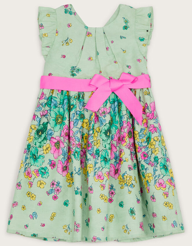Baby Jacquard Placement Floral Dress, Green (MINT), large