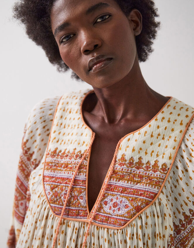 East Tilly Print Smock Dress, Yellow (MUSTARD), large