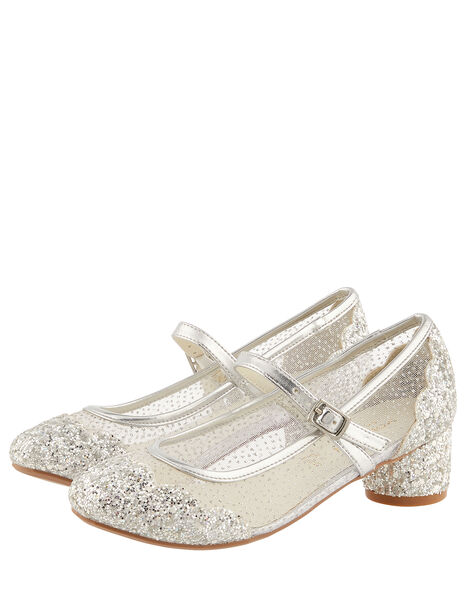 Anabelle Scallop Glitter Princess Shoes Silver, Silver (SILVER), large