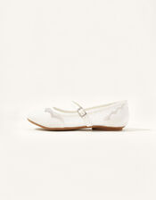 Scallop Lace Princess Ballerina Flats, Ivory (IVORY), large