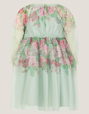 Baby Nadia Long Sleeve Rose Party Dress, Green (SAGE), large