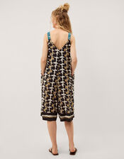 Leila Woodblock Print Culotte Jumpsuit, Black (BLACK), large