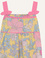 Baby Floral Jumpsuit in Linen Blend, Yellow (YELLOW), large