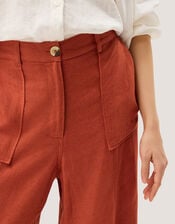 Jolie Wide Leg Linen Trousers, Orange (RUST), large