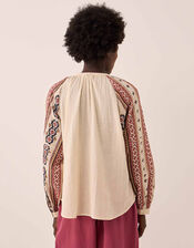 East Gabriette Geometric Print Embroidered Top, Ivory (IVORY), large