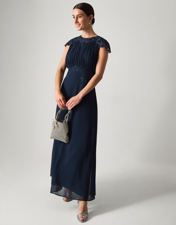 Elodie Lace Chiffon Bridesmaid Dress, Blue (NAVY), large