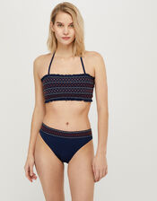 Nala Bandeau Smock Bikini Top with Recycled Polyester, Blue (NAVY), large