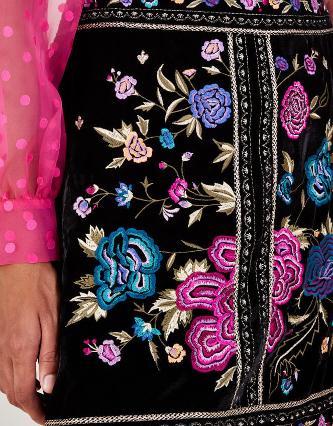 EMBROIDERED VELVET SKIRT ASTER