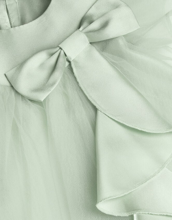 Baby Winnie Satin Bow Party Dress, Green (SAGE), large