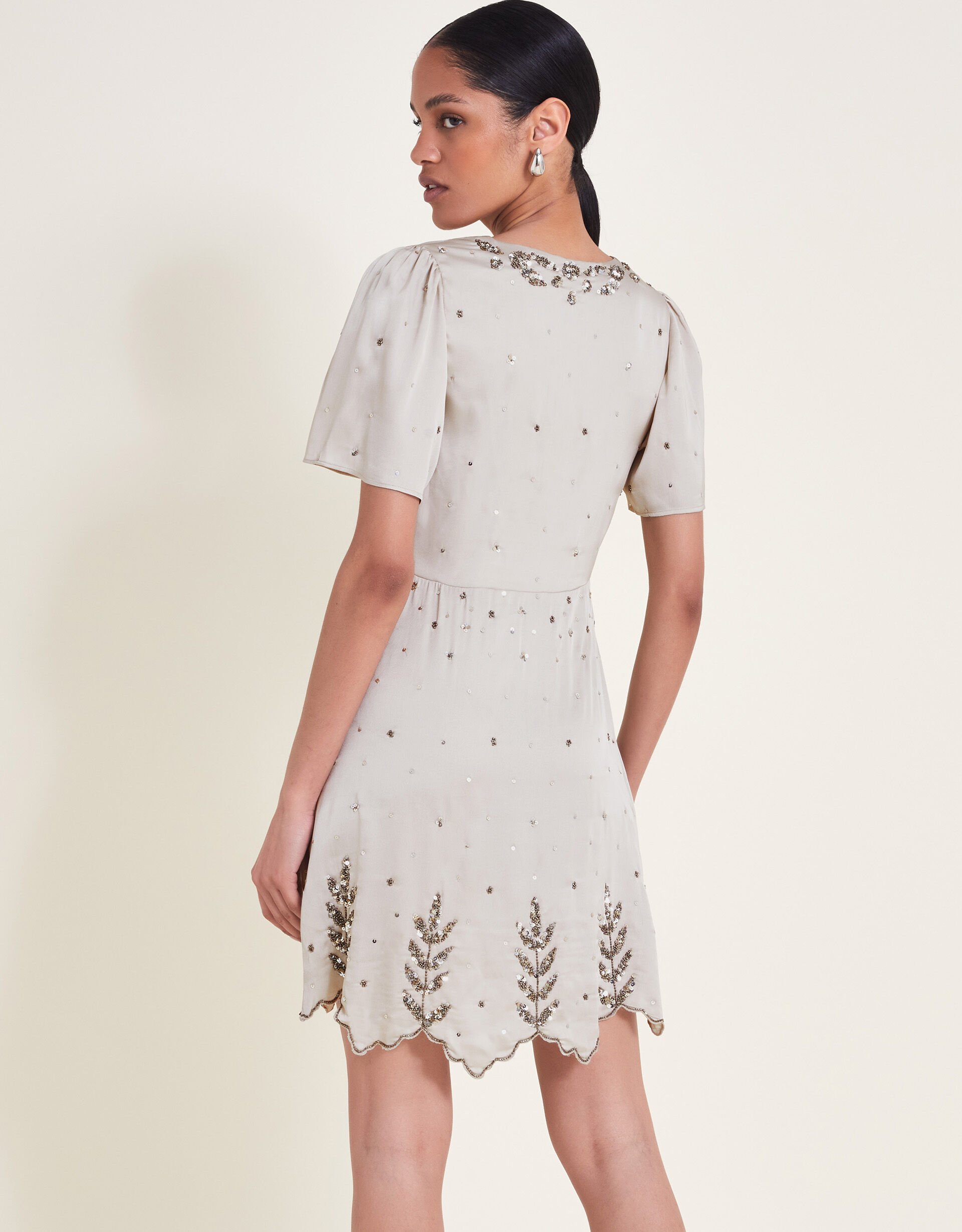 Aurora Embellished Mini Dress Grey Evening Dresses Monsoon UK