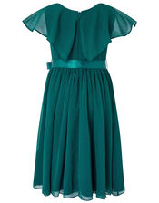 Cape Sleeve Sequin Dress in Recycled Fabric, Teal (TEAL), large
