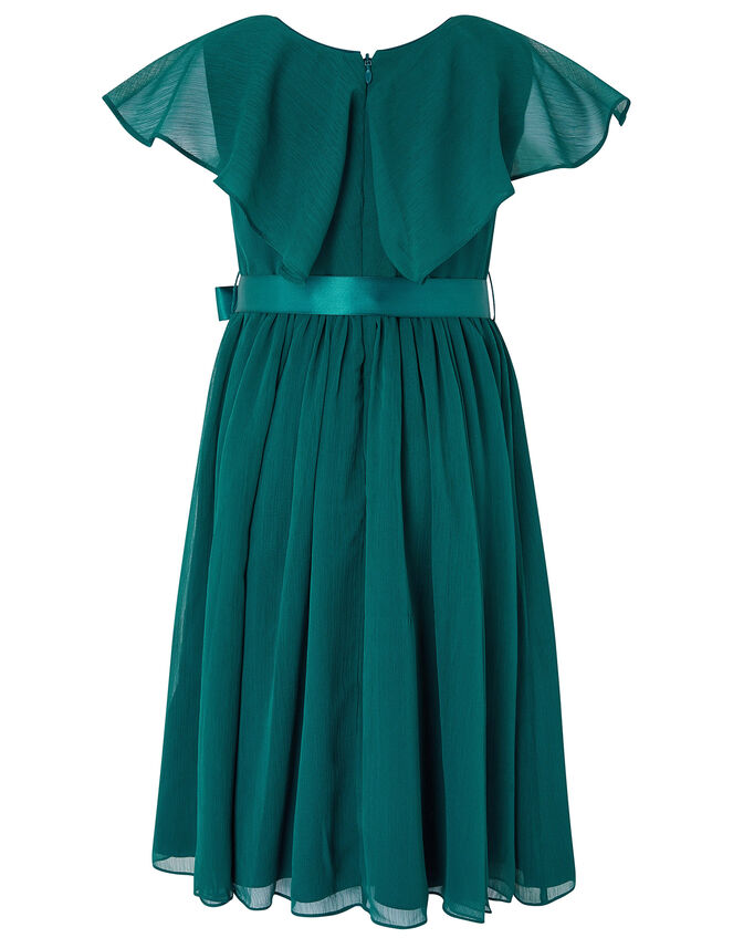Cape Sleeve Sequin Dress in Recycled Fabric, Teal (TEAL), large