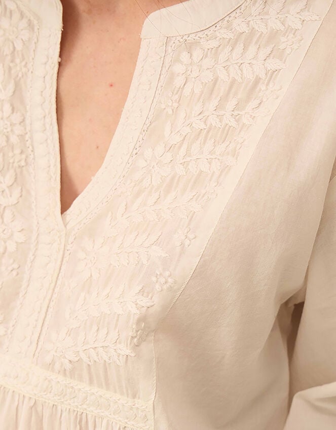 East Alva Hand-Chikankari Embroidered Top, White (WHITE), large