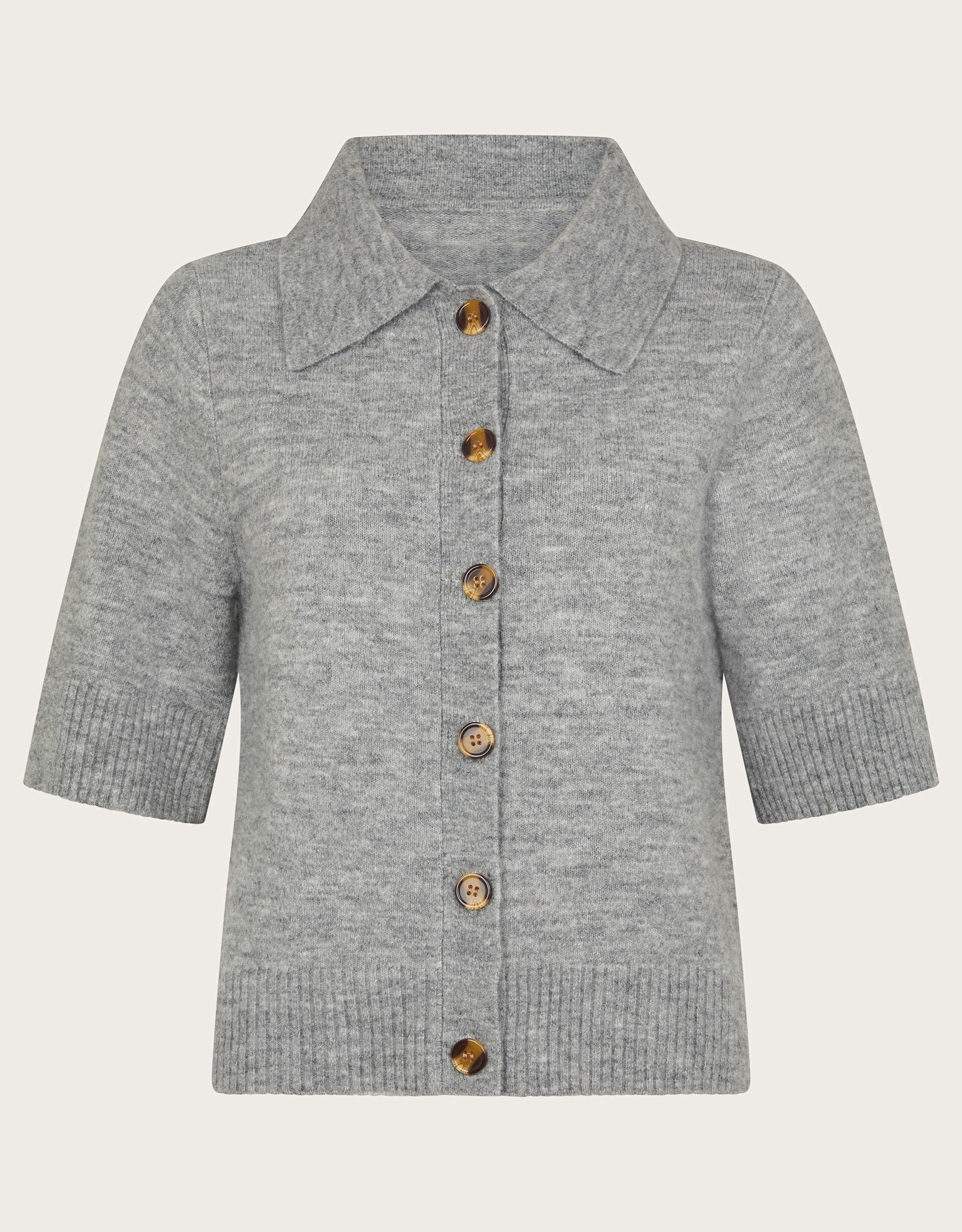 Cindy Short Sleeve Collar Cardigan Grey