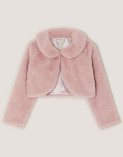 Posie Pearl Faux Fur Jacket, Pink (PINK), large