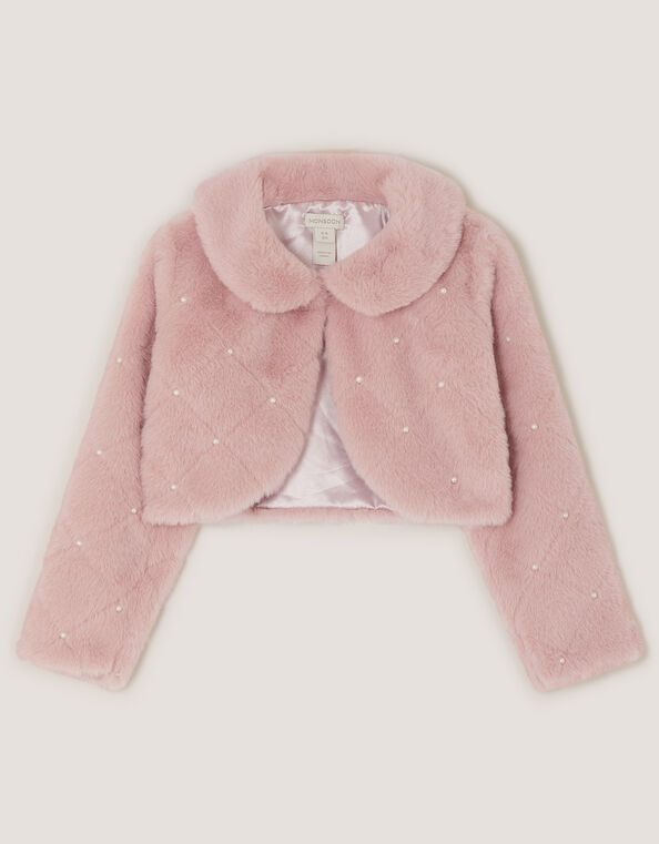 Posie Pearl Faux Fur Jacket, Pink (PINK), large