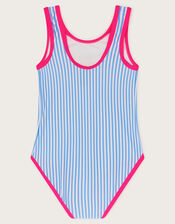Unicorn Stripe Print Swimsuit, Blue (BLUE), large