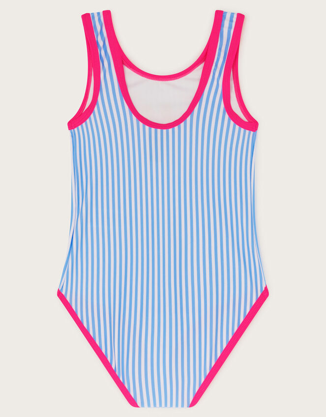 Unicorn Stripe Print Swimsuit, Blue (BLUE), large