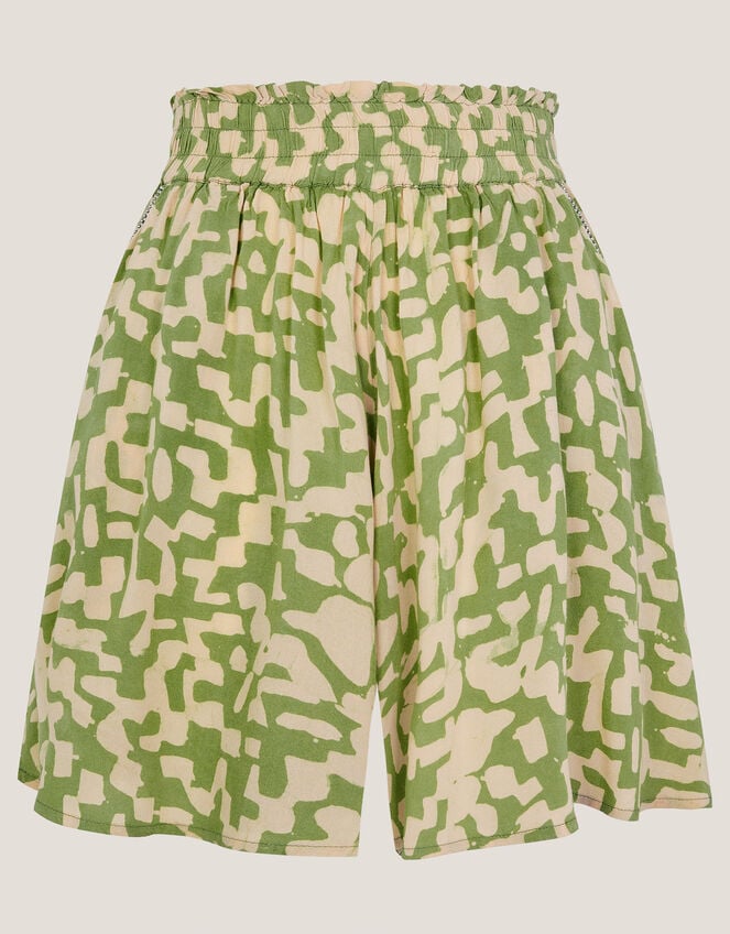 Ania Abstract Batik Print Shorts, Green (GREEN), large