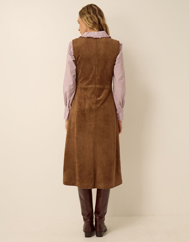 Josie Sleeveless Faux Suede Midi Dress, Brown (BROWN), large