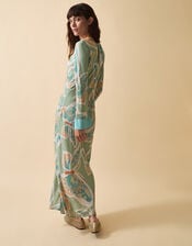 Clemence Aurelie Butterfly Long Sleeve Maxi Dress, Green (SAGE), large