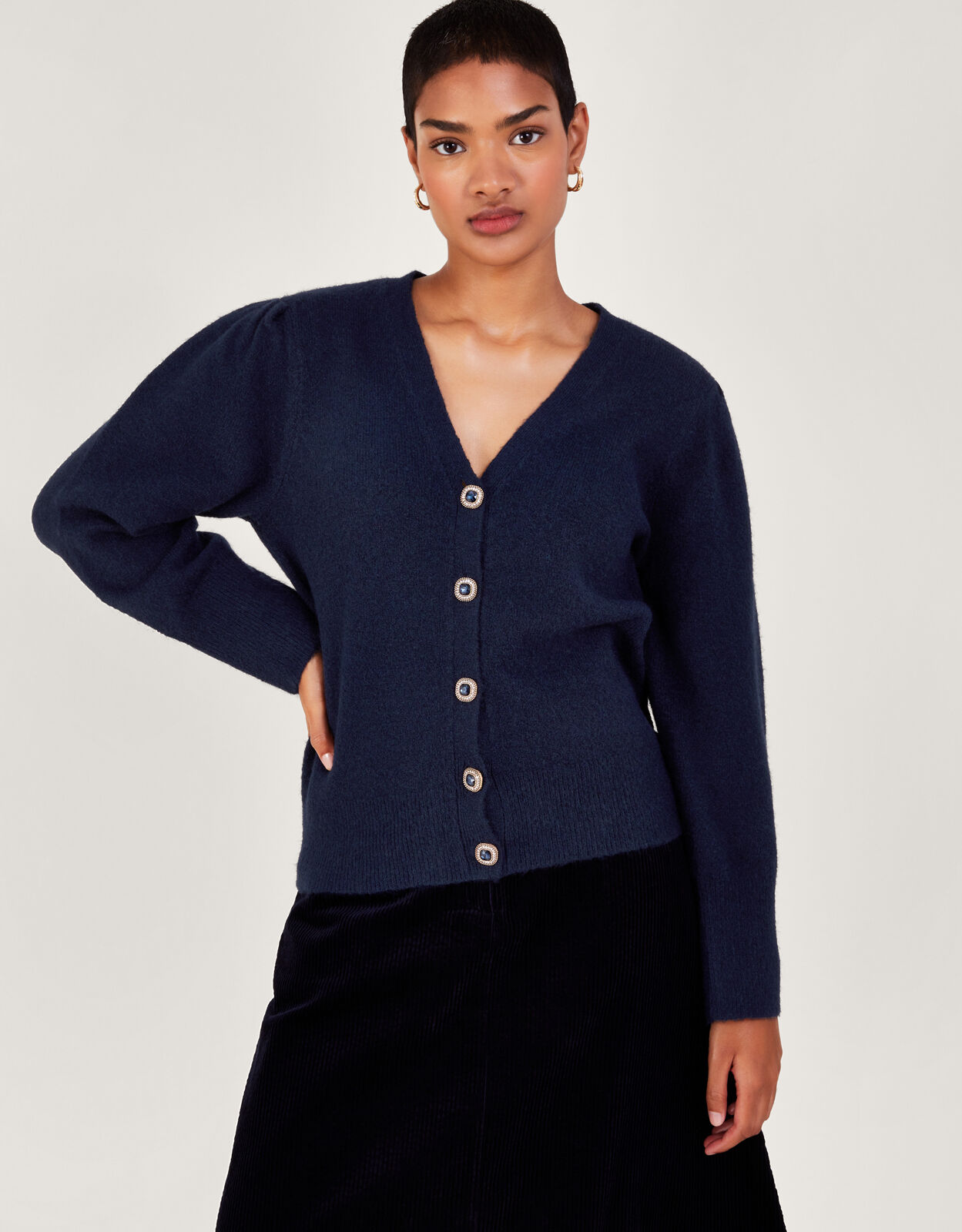Large button cardigan cheap