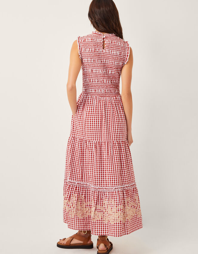 Greta Gingham Maxi Dress, Red (RED), large