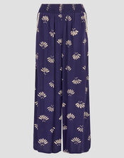 Briana Print Wide Leg Trousers, Blue (NAVY), large