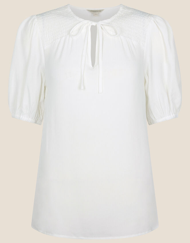 Shirred Shirt with LENZING™ ECOVERO™, Ivory (IVORY), large