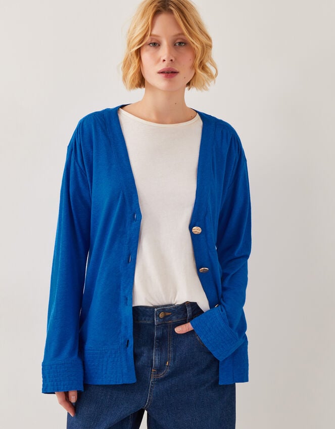 Sky Linen-Blend Jacket, Blue (BLUE), large