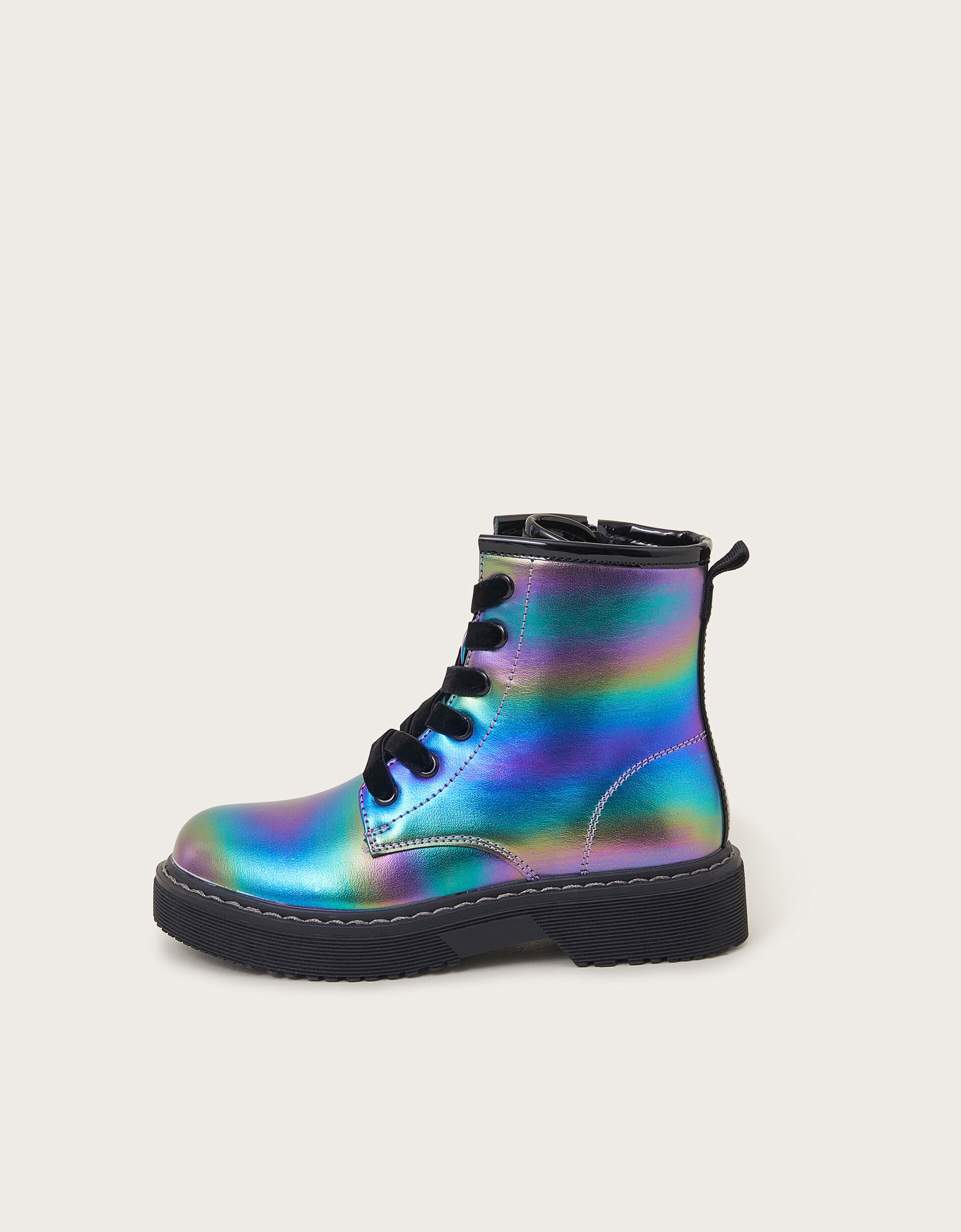 Metallic Rainbow Lace Up Boots Multi Shoes Monsoon UK