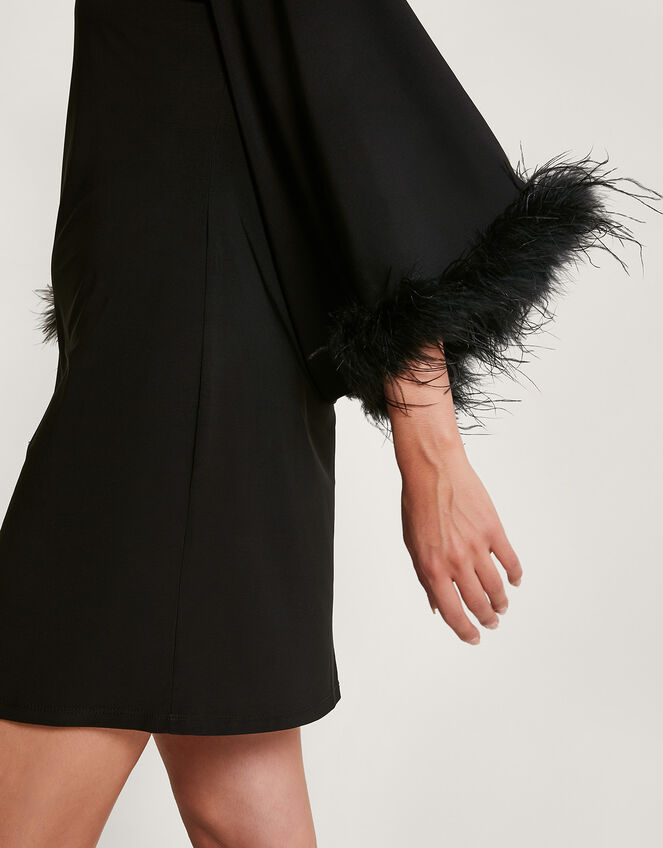 Fi Feather Tunic Dress, Black (BLACK), large