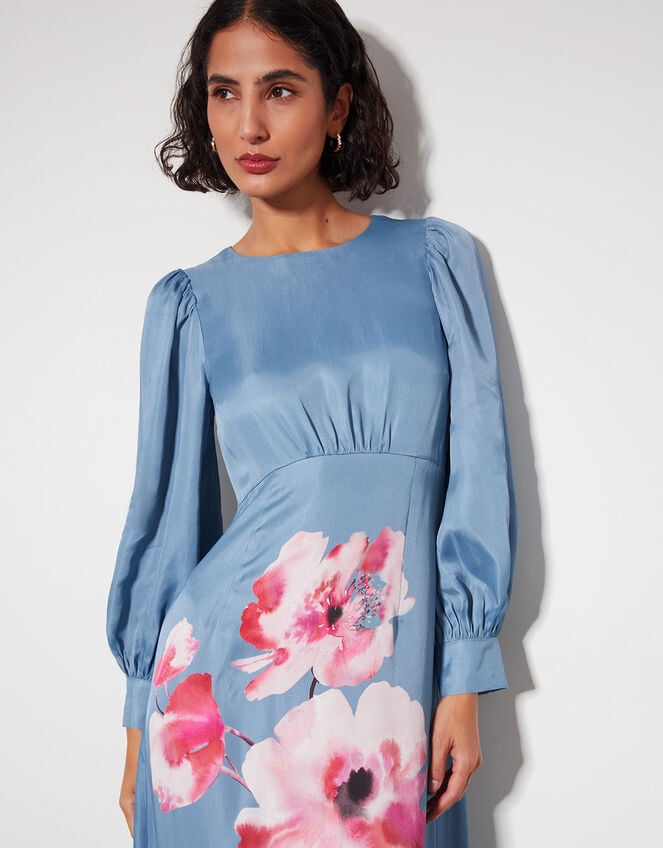 Sia Satin Floral Maxi Dress, Blue (PALE BLUE), large