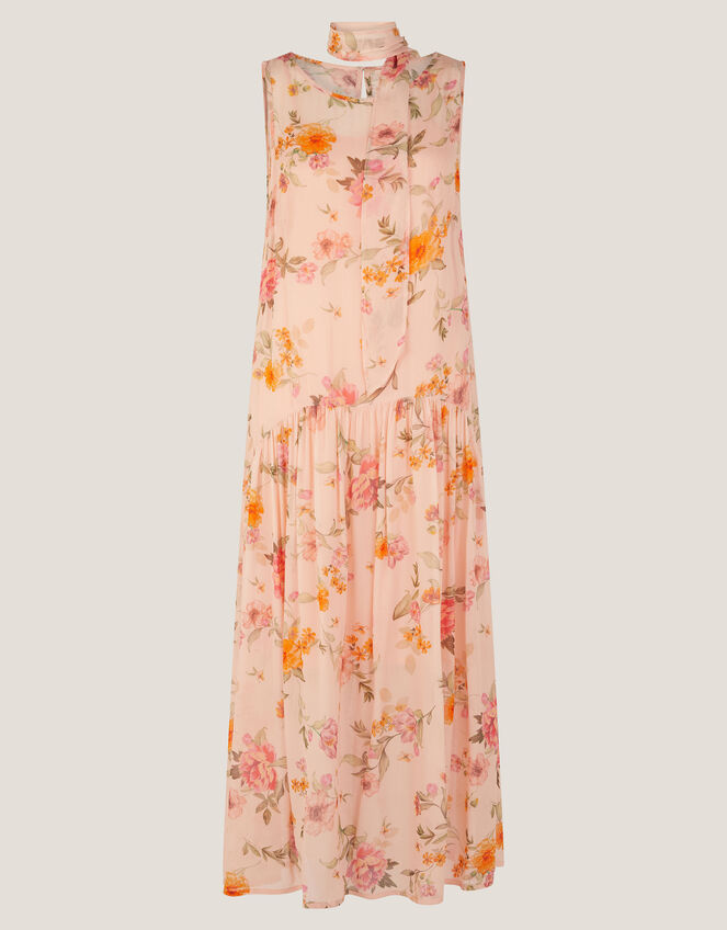 Cassia Floral Print Midi Dress, Nude (NUDE), large