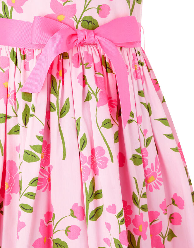 Mavis Floral Dress in Organic Cotton, Pink (PALE PINK), large