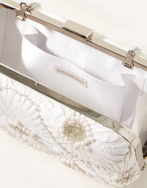 Raffia Embellished Bridal Clutch Bag, , large