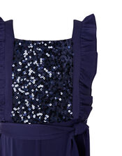 Sequin Frill Jumpsuit, Blue (NAVY), large