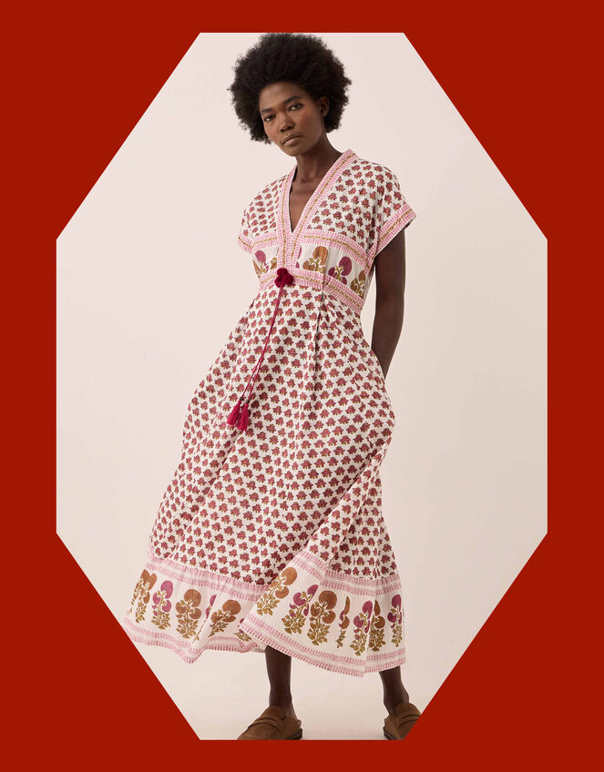 East Karmen Woodblock Print Maxi Dress, Pink (PINK), large