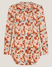 Olive Floral Print Blouse, Ivory (IVORY), large