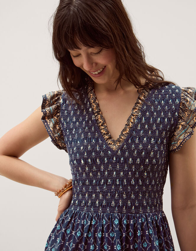 Amaya Print Jersey Midi Dress, Blue (NAVY), large