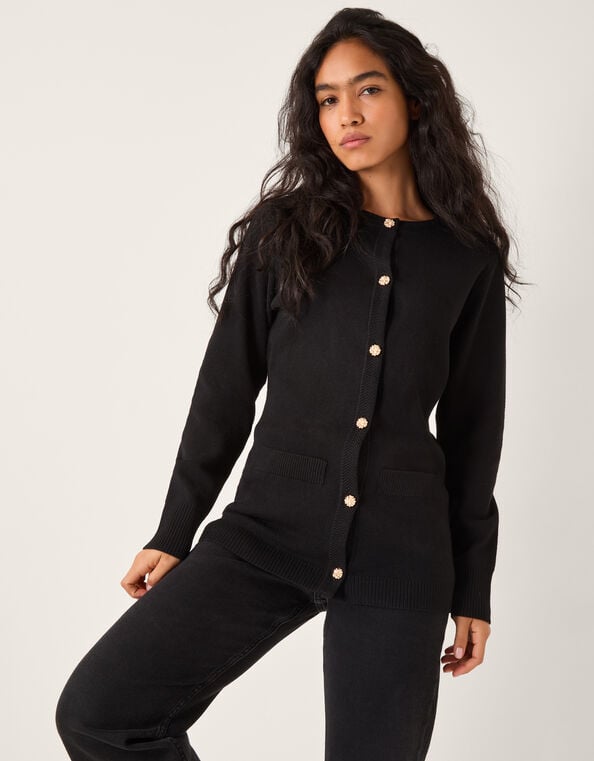 Coleen Plain Cardigan, Black (BLACK), large