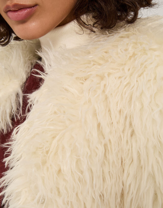 Maeve Shaggy Faux Fur Gilet, Ivory (IVORY), large