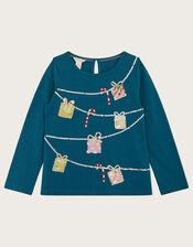 Christmas Presents Long Sleeve Top, Teal (TEAL), large