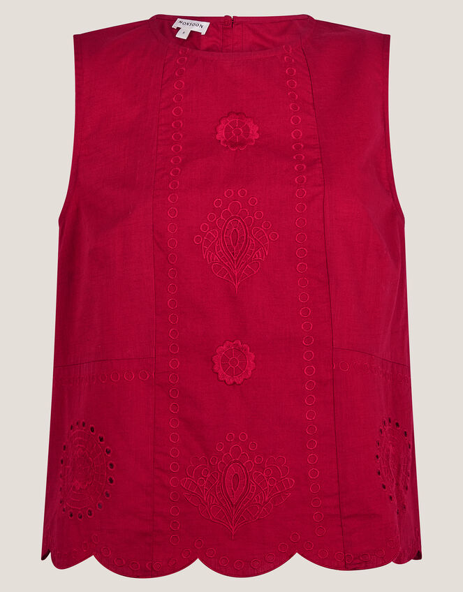 Orla Broderie Tank Top, Red (RED), large