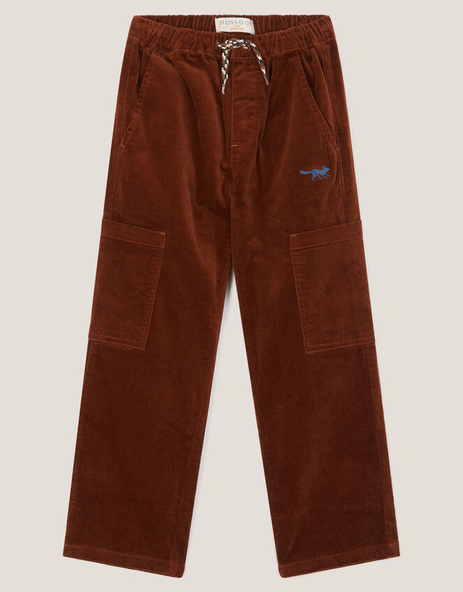 Uncut Cord Cargo Trousers, Brown (BROWN), large