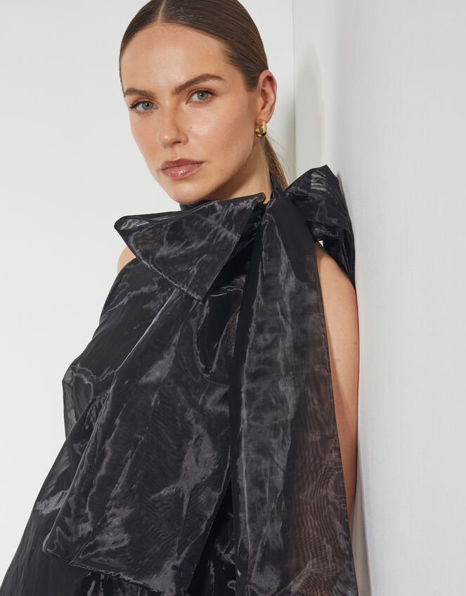 Vera Sleeveless Organza Pussybow Top, Black (BLACK), large