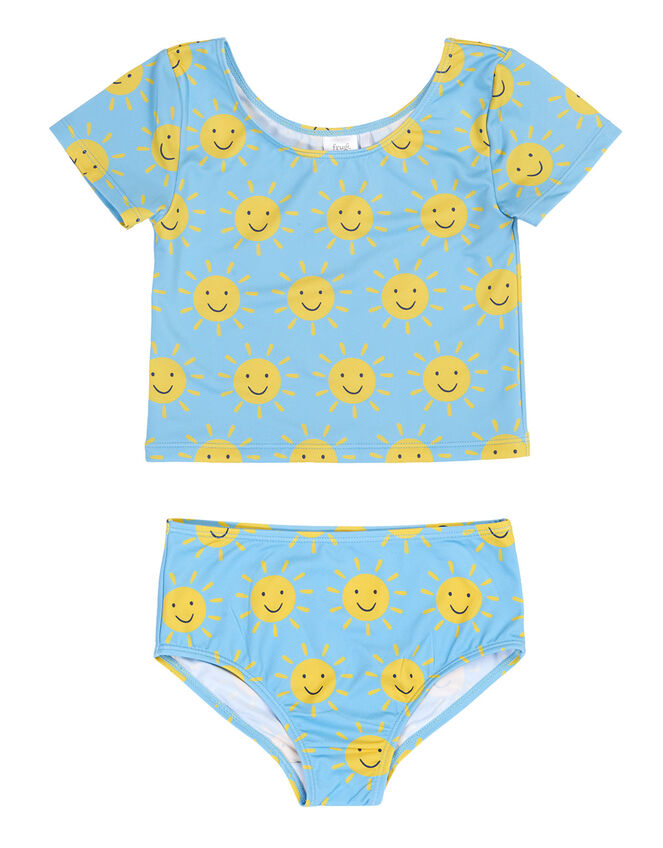 Frugi Talia Sun Print Tankini Swim Set, Blue (BLUE), large