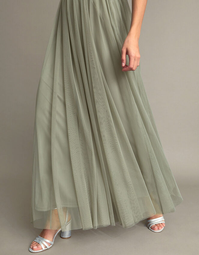 Autumn Embellished Maxi Dress in Recycled Polyester, Green (GREEN), large